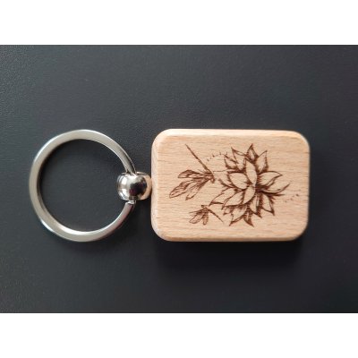 Sleutelhanger hout lotus libelle rechthoek